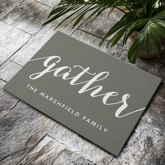 Paillasson Rassembler - Calligraphie moderne avec nom de fami (Custom Welcome Doormat)