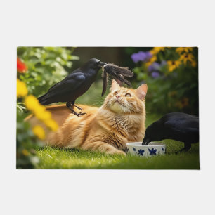 Paillasson Ravens Jouer Avec Des Plumes De Chat