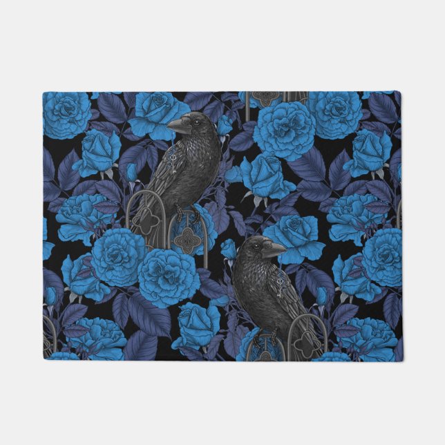 Paillasson Ravins et roses bleus (Devant)