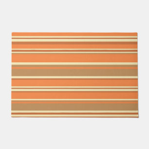 Paillasson Rayé Marron Orange Rétro Moderne du Milieu du Sièc
