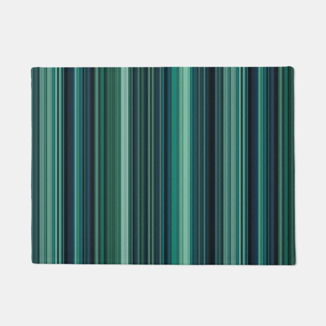 Paillasson Rayures Bleu Aqua et Sarcelle (Devant)