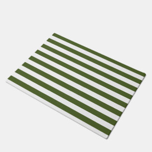 Paillasson Rayures vert mousse foncé et blanc