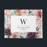 Paillasson Recettes de cuisson moderne aquarelle florale élég<br><div class="desc">Design moderne aquarelle floral script élégant intérieur porte mat rose ceint. Sur tendance fleurie,  feuillage beau design botanique. Fait partie d'une collection moderne.</div>