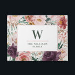 Paillasson Recettes de cuisson moderne aquarelle florale élég<br><div class="desc">Design moderne aquarelle floral script élégant intérieur porte mat rose ceint. Sur tendance fleurie, feuillage beau design botanique. Fait partie d'une collection moderne.</div>