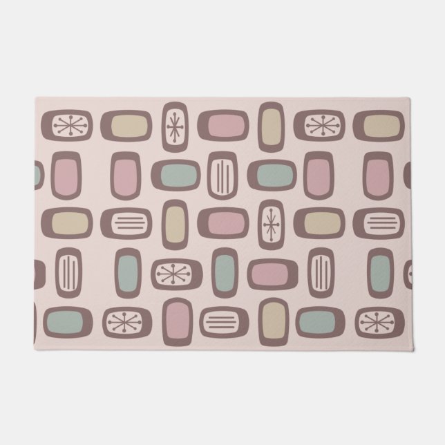 Paillasson Rectangles arrondies MCM du milieu du siècle Pink  (Devant)