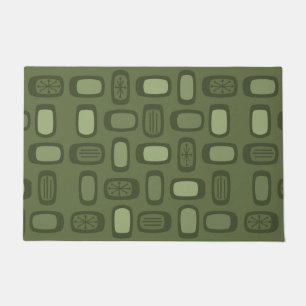 Paillasson Rectangles arrondies MCM du milieu du siècle vert 