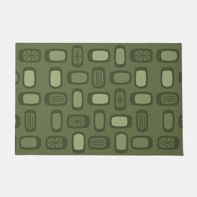 Paillasson Rectangles arrondies MCM du milieu du siècle vert  (Devant)
