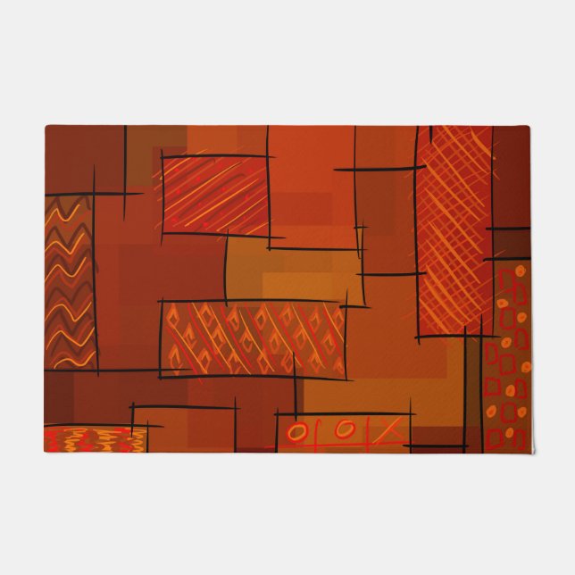 Paillasson Rectangles, motif patchwork, doodle. Surface de re (Devant)