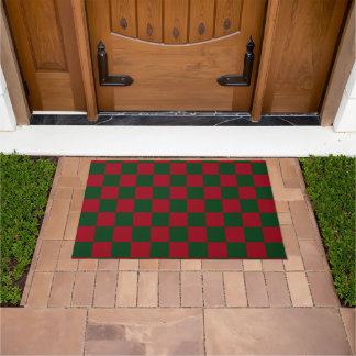 Paillasson Red and Green Classic Christmas Checkerboard Print