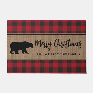 Paillasson Red Buffalo Plaid Joyeux Noël Ours Vacances