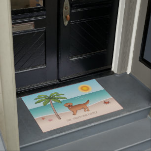 Paillasson Red Golden Retriever À Une Plage Tropicale D'Été