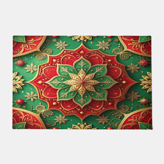 Paillasson Red Green Decorative Holiday Doormat (Devant)