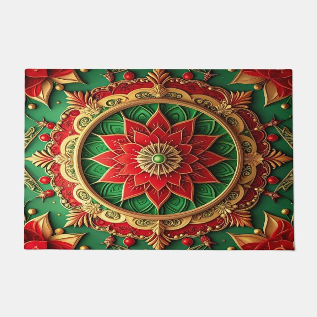 Paillasson Red Green Decorative Holiday Doormat (Devant)