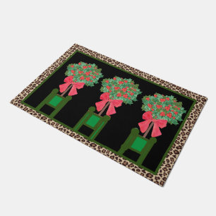 Paillasson Red Leopard Holly Berry Chinoiserie Doormat