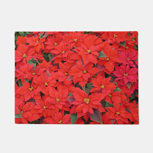 Paillasson Red Poinsettias I Christmas Holiday Floral Photo (Devant)