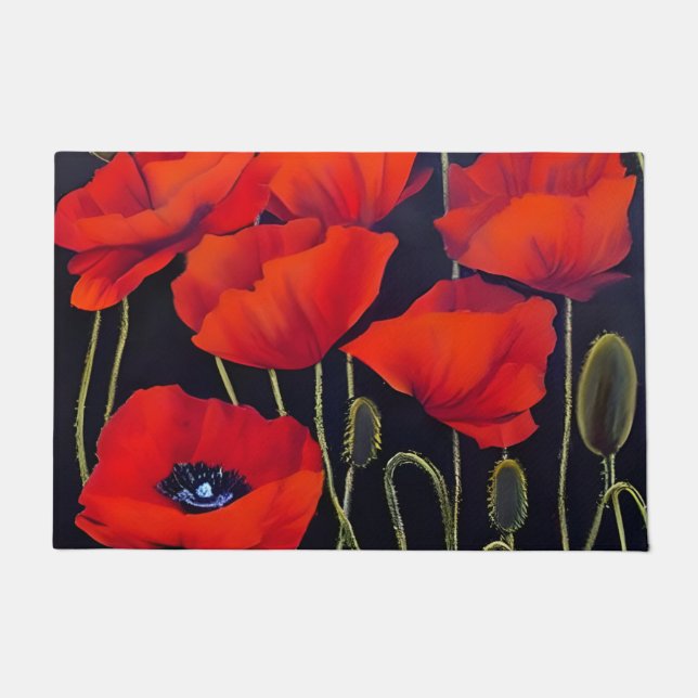Paillasson Red Poppies Art Plante (Devant)