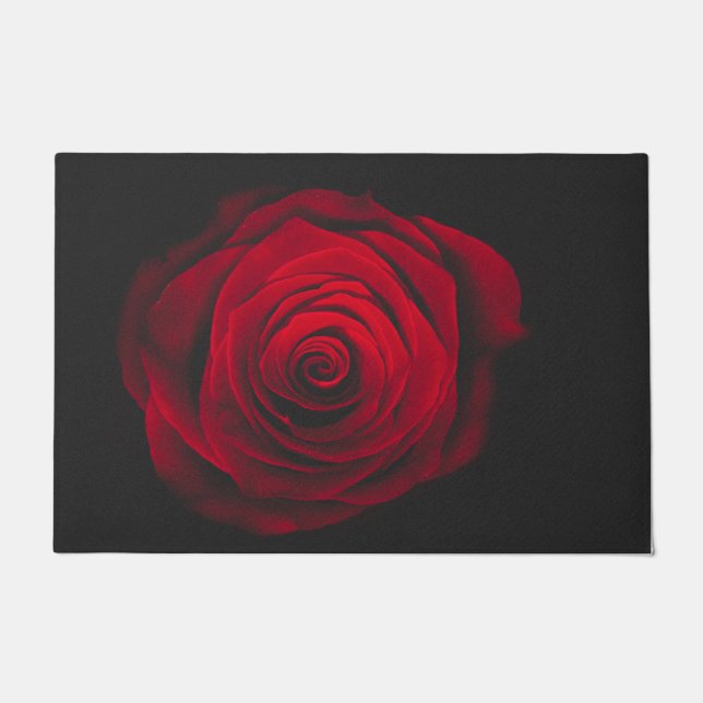 Paillasson Red rose on black background vintage effect (Devant)