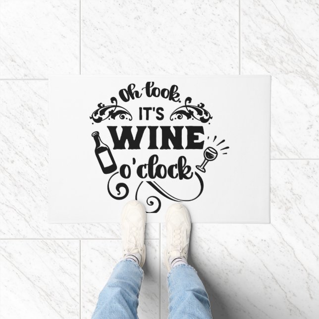 Paillasson Regarde, c'est du vin O'clock" T-shirt amusant (Intérieur)