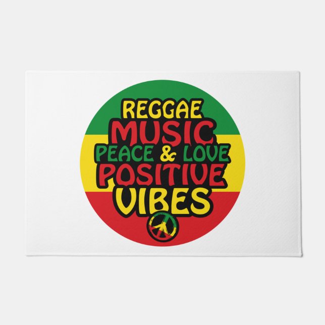 Paillasson Reggae design with positive quotes and reggae flag (Devant)