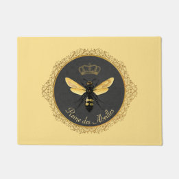 Paillasson Reine abeille grise élégante française or jaune