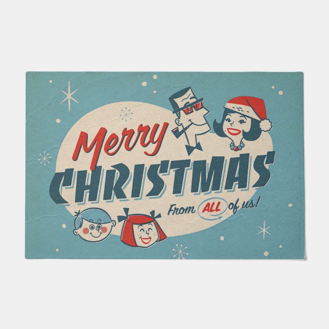 Paillasson Retro 1950's Style Christmas Family Vintage (Devant)