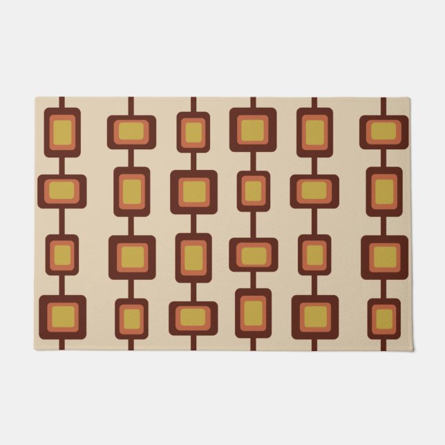 Paillasson Retro 1960 Arrondi Carré jaune orange (Devant)