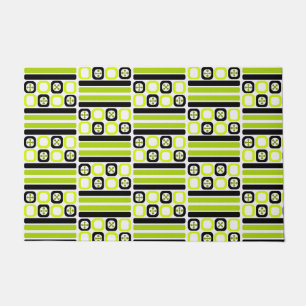 Paillasson Retro Atomique Carrés lignes Chartreuse
