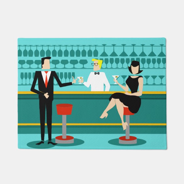 Paillasson Retro Cocktail Lounge Porte Mat (Devant)