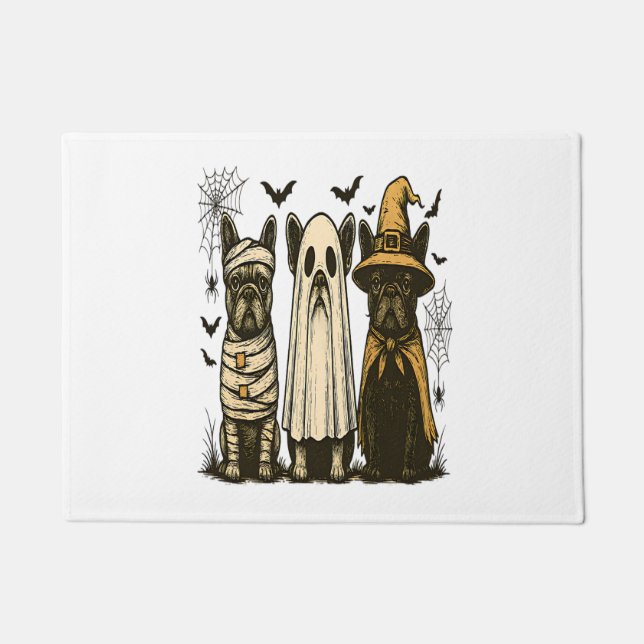 Paillasson Retro Halloween Ghost French Bulldog Gothique Png (Devant)