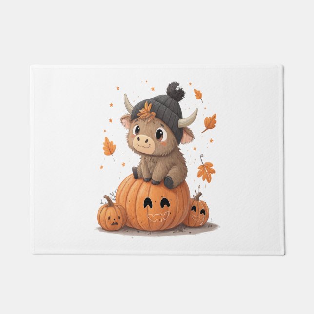 Paillasson Retro Halloween Highland Cow (Devant)