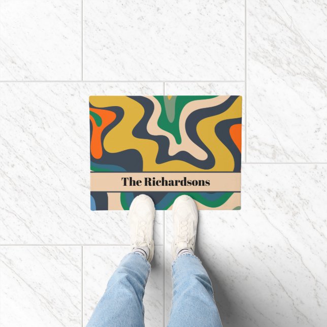 Paillasson Retro Liquid Swirl Super Abstrait Personnalisé (Intérieur)