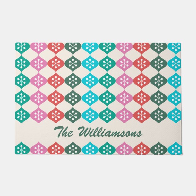 Paillasson Retro Mid Mod Atomic Holiday Motif Personnalisé  (Devant)