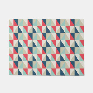 Paillasson Rétro motif rouge et bleu géométrique de triangles