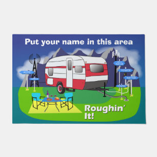 Paillasson Rétro natte rouge 24" de remorque de voyage x 36"