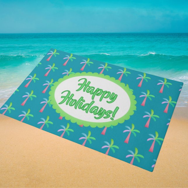 Paillasson Retro Tropical Personalized Tropical Palms Holiday (For holidays or anytime…personalize it!)