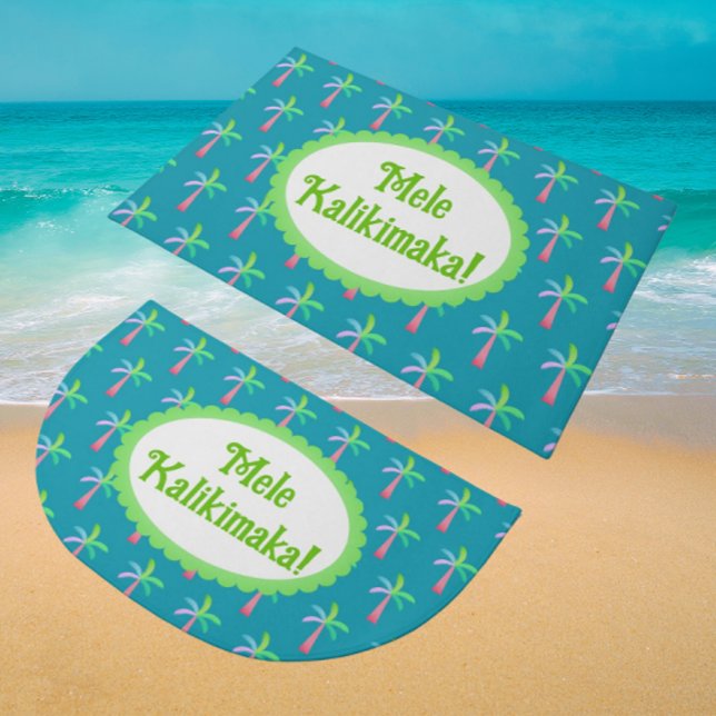 Paillasson Retro Tropical Personalized Tropical Palms Holiday (Fun tropical doormats. For Christmas or anytime…personalize it!)