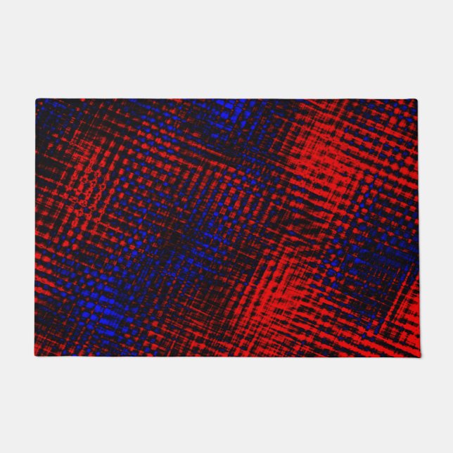 Paillasson Riscos vermelhos cruzados e fundo azul ? (Devant)