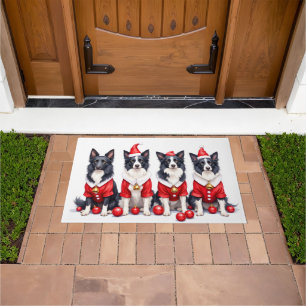 Paillasson Robe de Noël Border Collie Chapeau de Père Noël