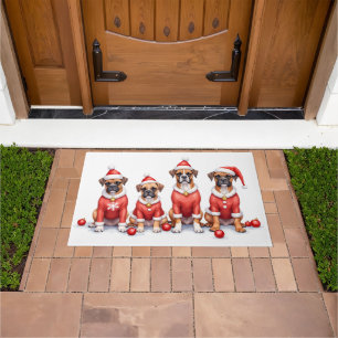 Paillasson Robe de Noël pour Boxer avec Chapeau de Père Noël