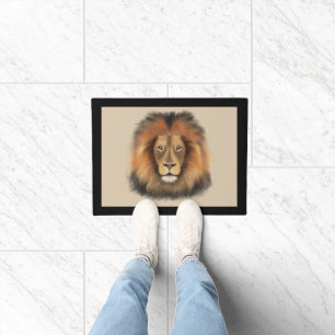 Paillasson roi lion de la jungle réaliste homme aquarelle