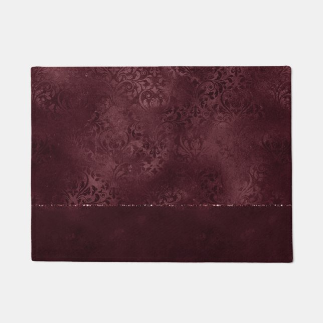 Paillasson Romance Vin De Minuit | Dark Satiny Grunge Damask (Devant)