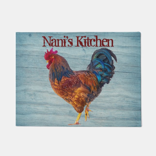 Paillasson Rooster Kitchen Personnaliser Ajouter une couleur  (Devant)