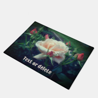 Paillasson Rose De Pêche Rêvé Et Fleur Rosebud Personnalisé