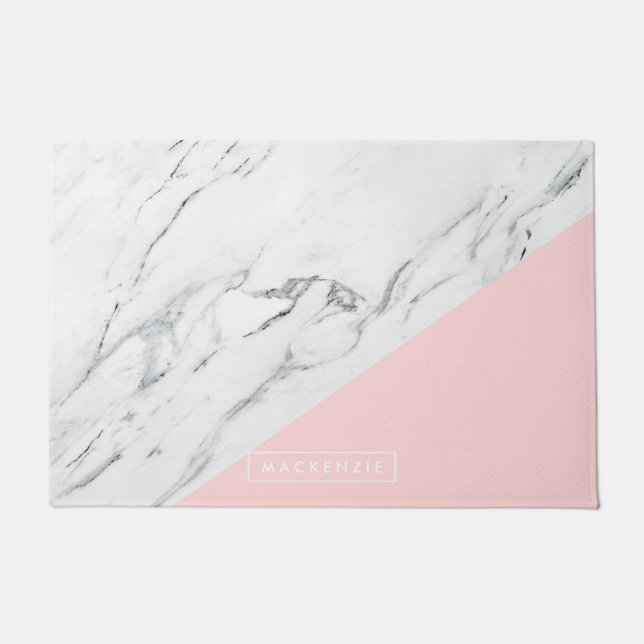 Paillasson Rose et marbre (Devant)