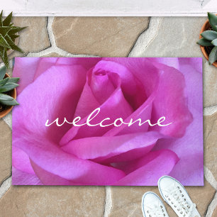 Paillasson Rose Fleur Rose Violet Violet Photo Script Gras Bi