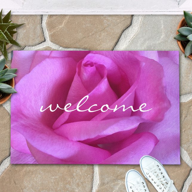 Paillasson Rose Fleur Rose Violet Violet Photo Script Gras Bi (Créateur téléchargé)