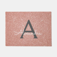 Rose Gold Sparkle Glitter Monogram