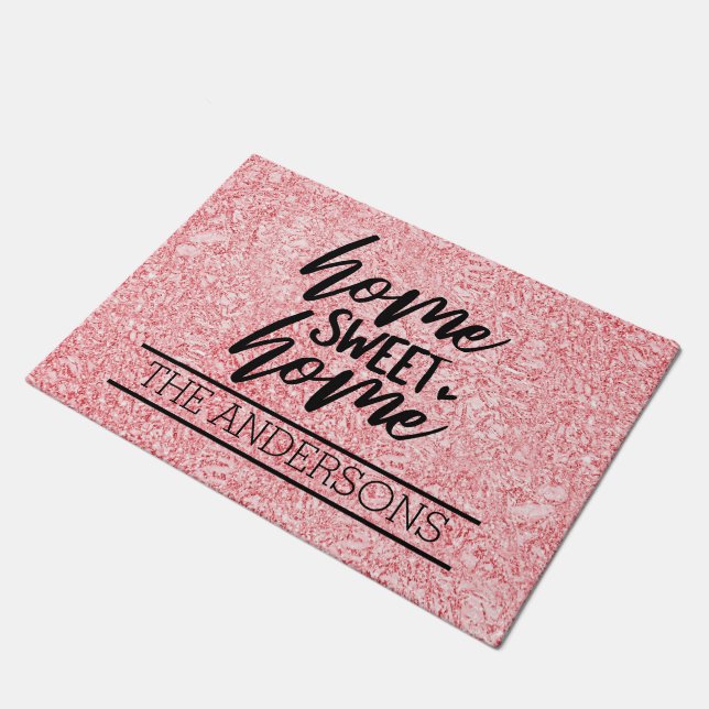 Paillasson Rose personnalisé Pink Home Sweet Home (Incliné)