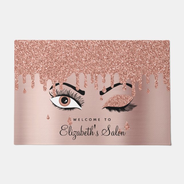 Paillasson Rose Pink Gold Eyelashes Parties scintillant de sé (Devant)
