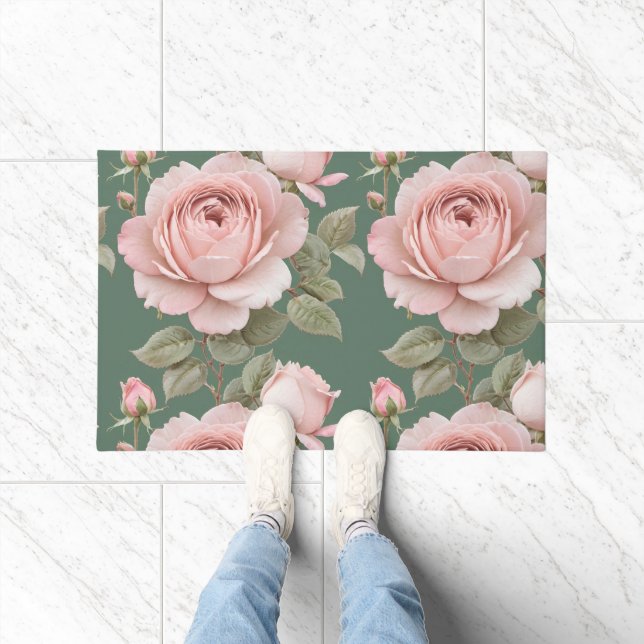 Paillasson Roses anglaises classiques en rose blush  (Intérieur)